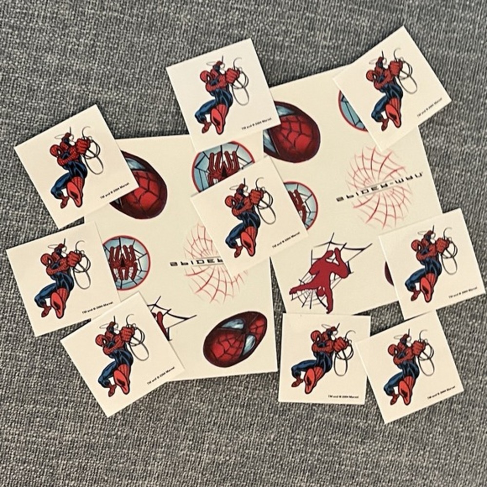Spiderman Temporary Tattoos 20 (USA‎ Made) New 2 Sheets Of 6 + 14 Individual